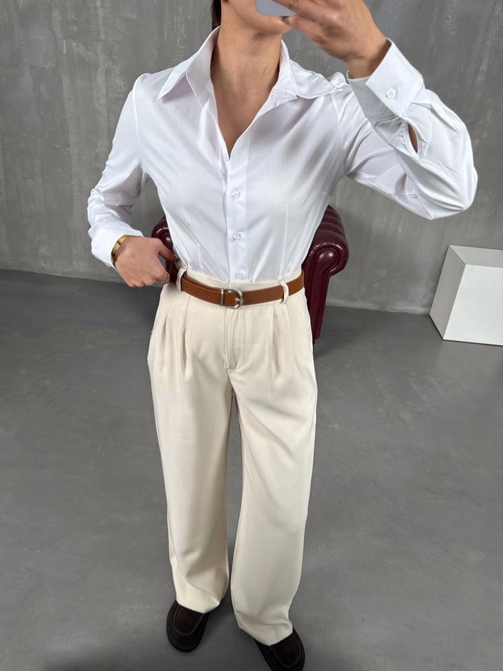 Taş Kemerli İthal Kumaş Palazzo Pantolon Gaus00090