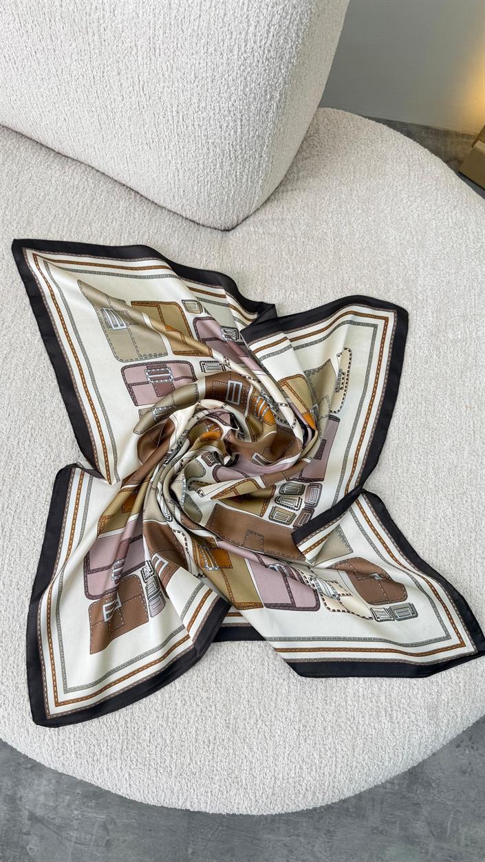 Acı Kahve Çok Çanta Desenli Fular GAUS-00333