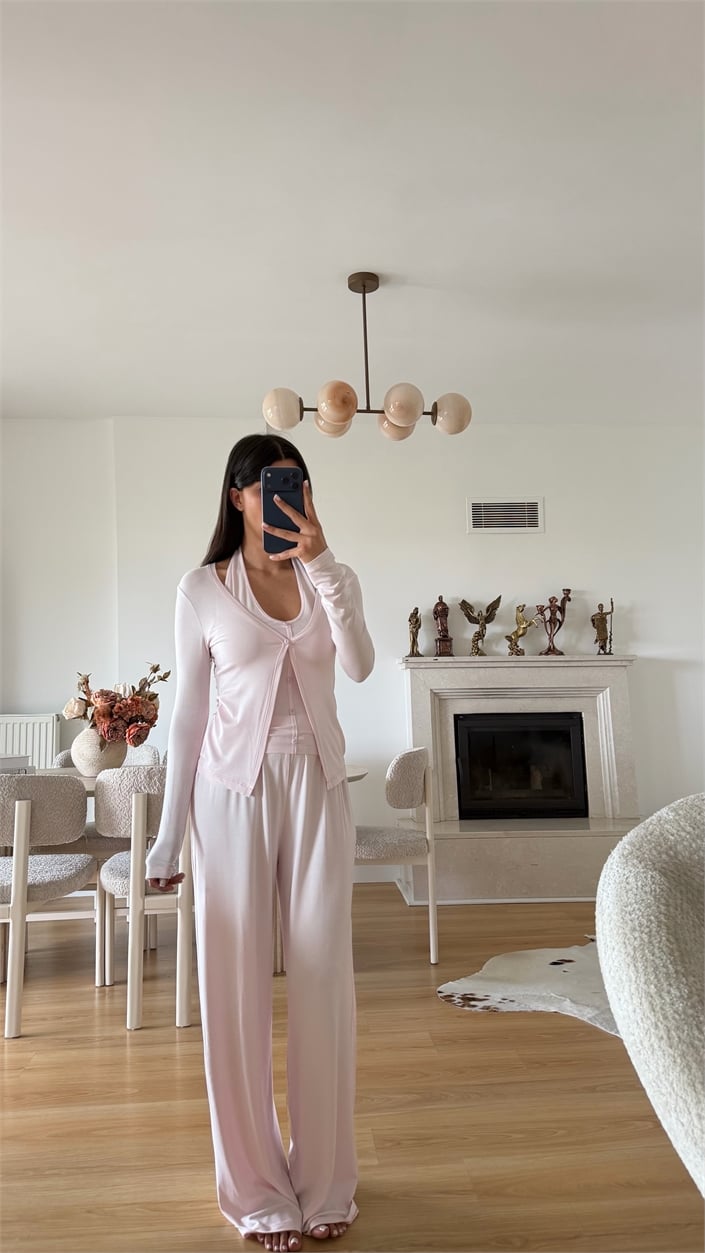 Pembe ZR Model Atlet Detaylı Hırka Pantolon İkli Takım GAUS-02100
