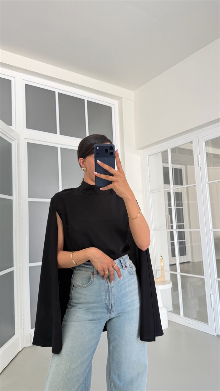 Siyah Muadil Pelerin Bluz GAUS-01756