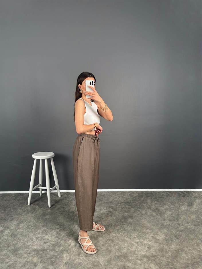 Dux Kahve Beli Lastikli Şalvar Pantolon 