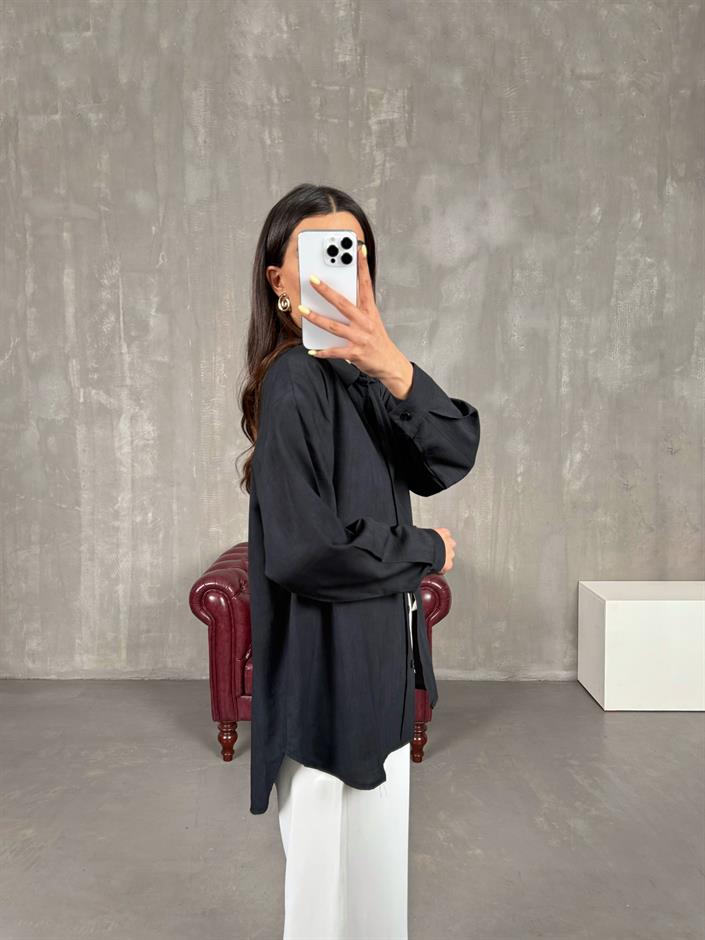 Siyah Oversize Gömlek Gaus00146