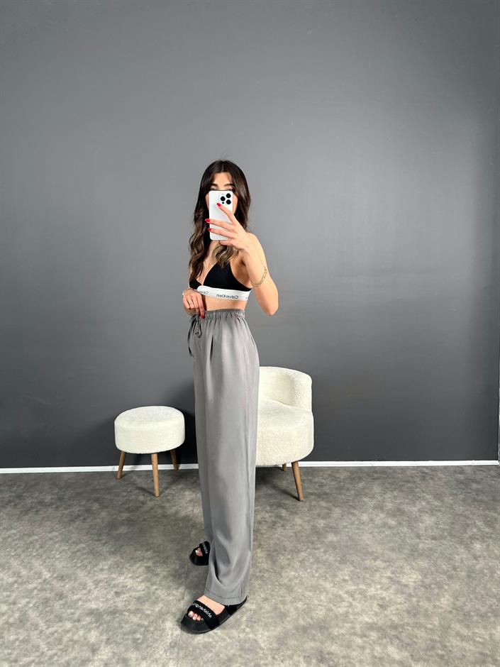 Raisa Gri Basic Beli Lastikli Pantolon
