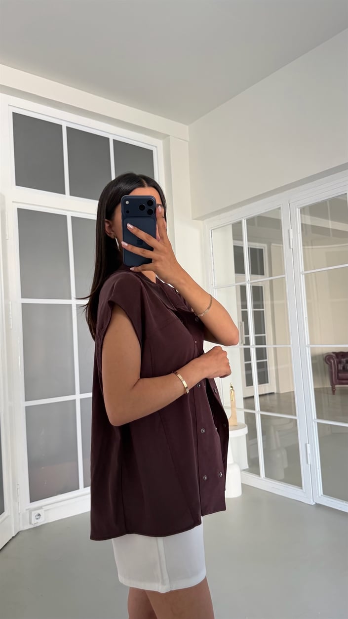 Mürdüm Çıtçıt Düğmeli Yelek GAUS-01815