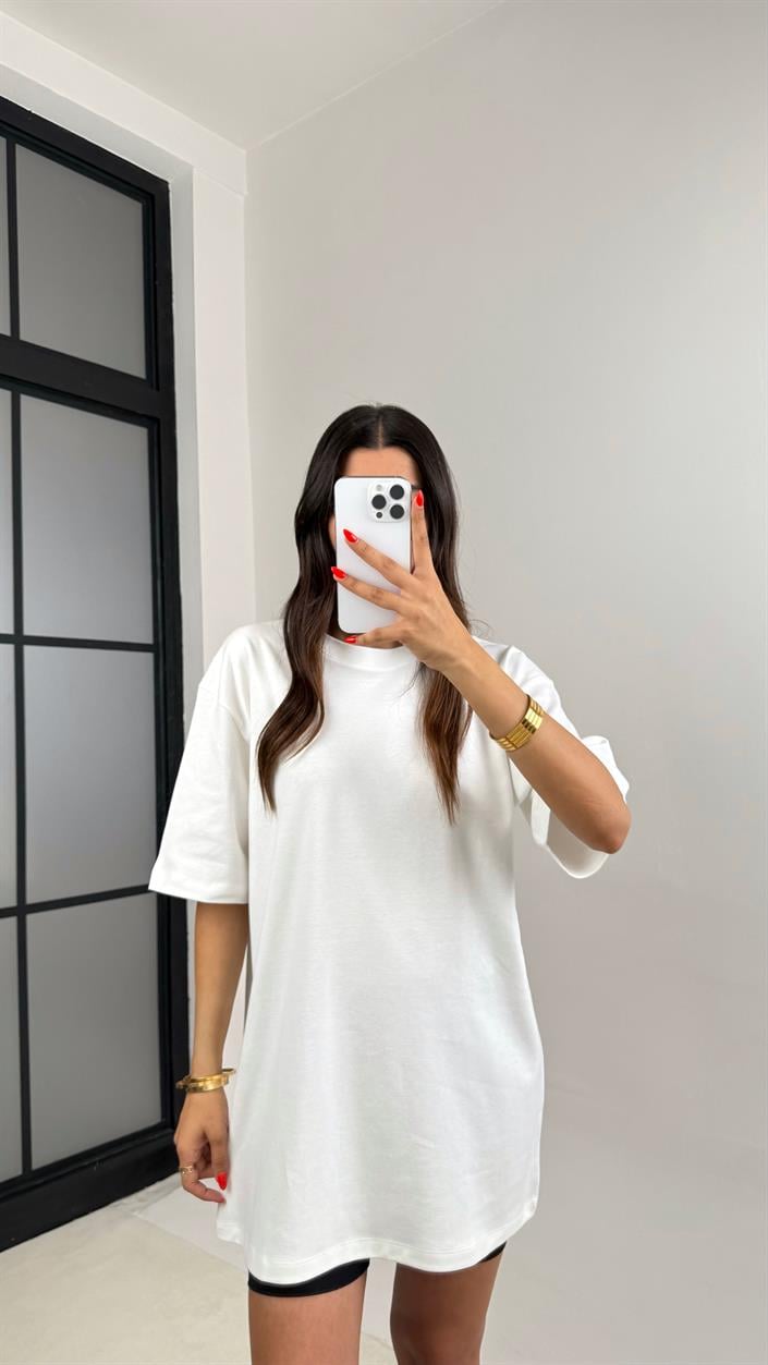 Beyaz Düz Basic Tshirt Gaus-0036