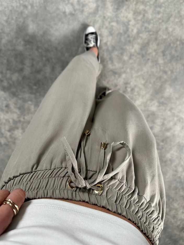 Premium Vizon Tensel Bilekte Bol Paça Pantolon