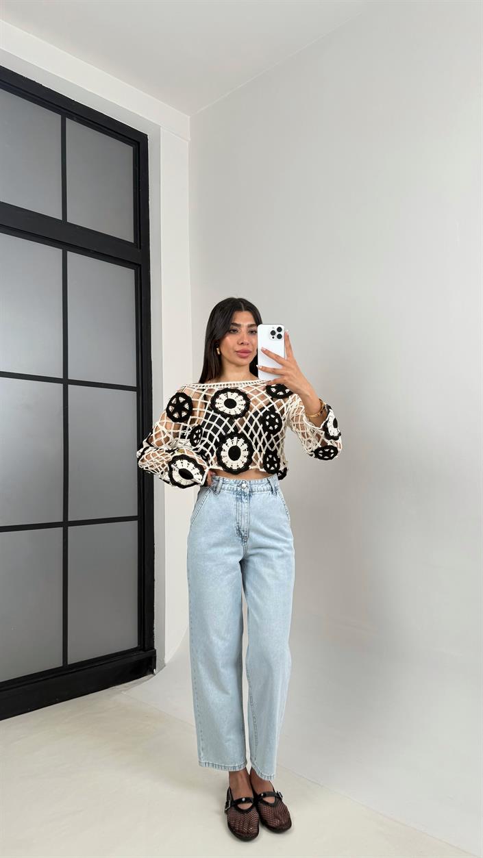 Buz Mavisi Yüksek Bel Mom Jean Gaus00549