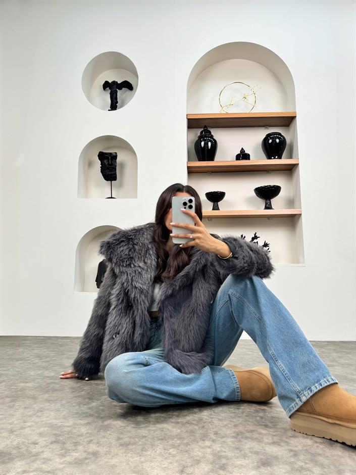 Tesia Antrasit ZR Muadil Astarlı Kürk