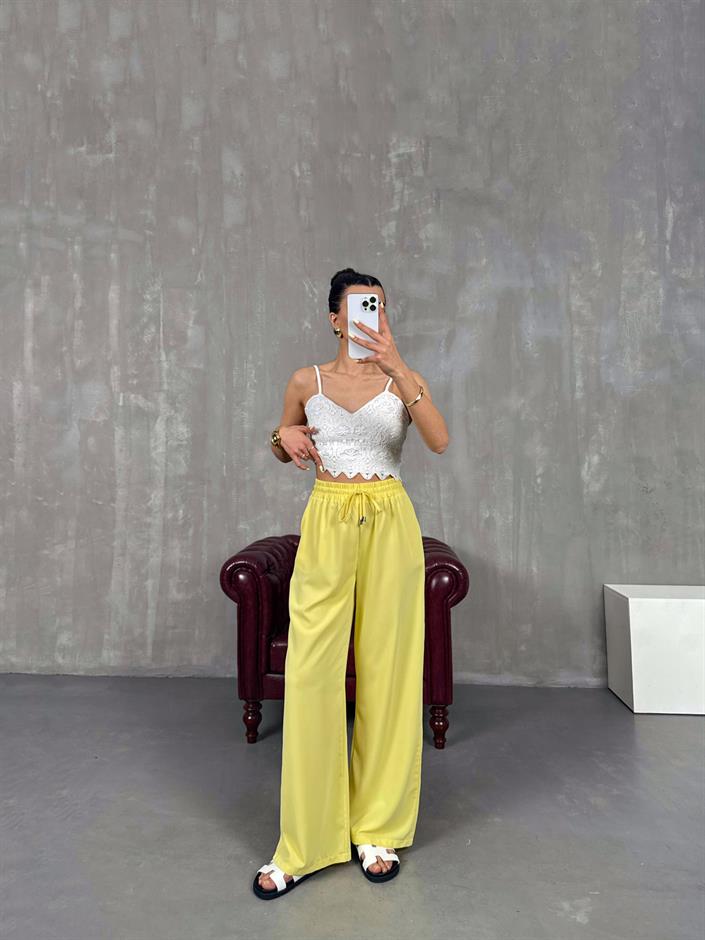 Sarı Beli Lastikli Salaş Pantolon Gaus00121