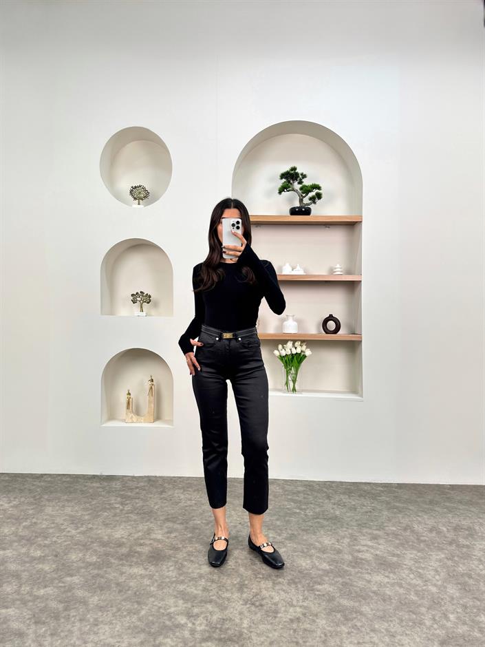 Nikol Siyah ZR Mumlu Jean Pantolon