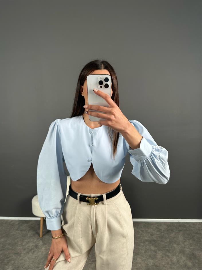 Galen Bebe Mavisi Crop Gömlek