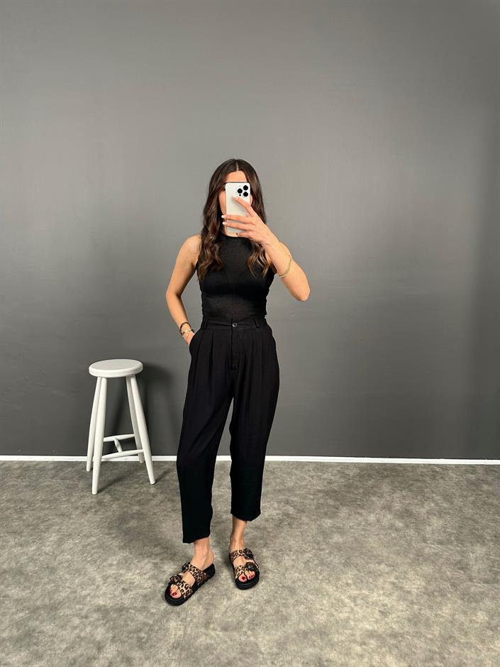 Wuud Siyah İthal Kumaş Şalvar Pantolon