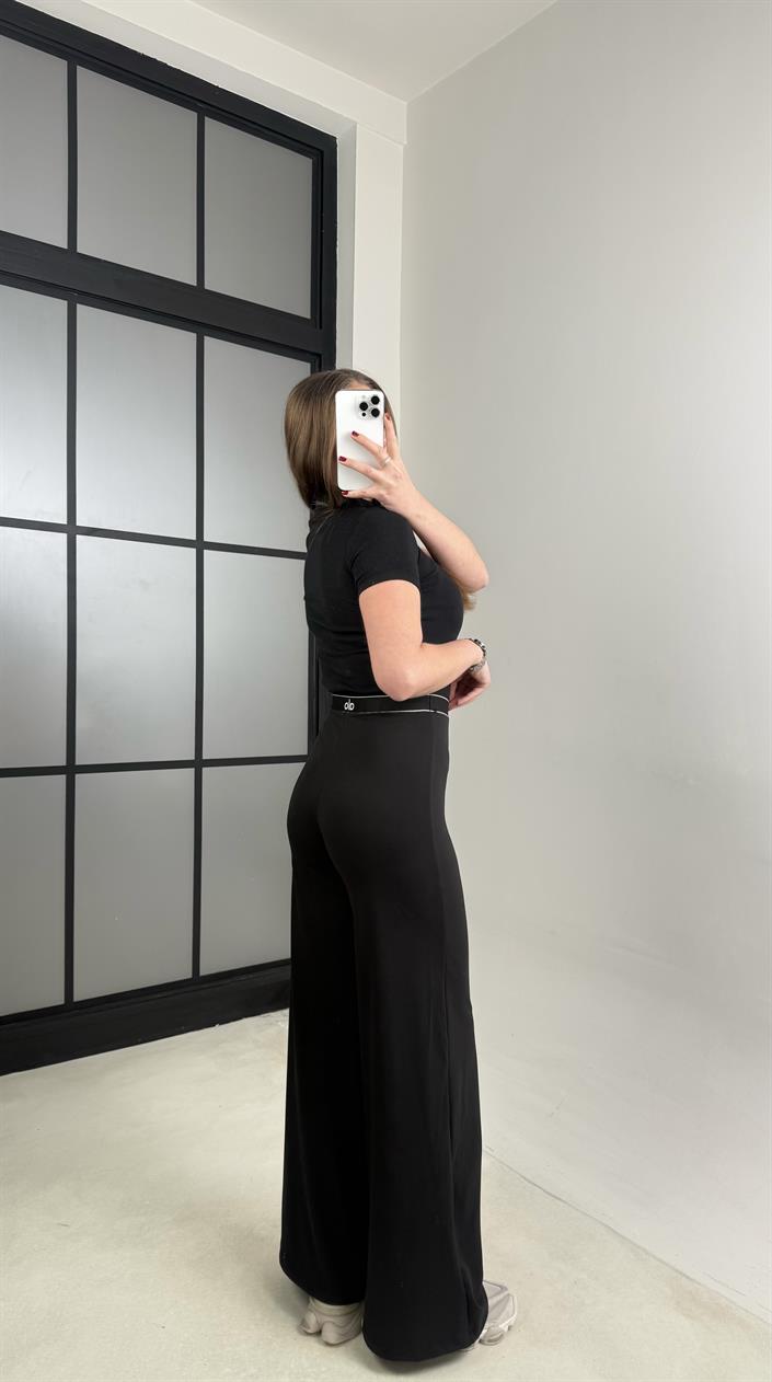 Siyah Beli Lastikli Bol Paça Muadil Tayt GAUS-01004