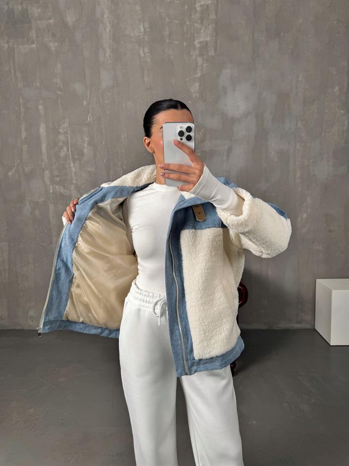 Thedor Denim Peluş Ceket