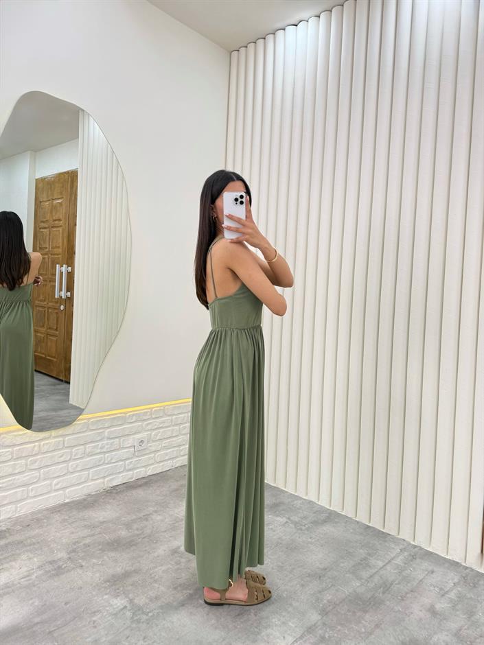 Yeşil Askısı Ayarlanabilir Modal Kumaş Tulum Gaus00331