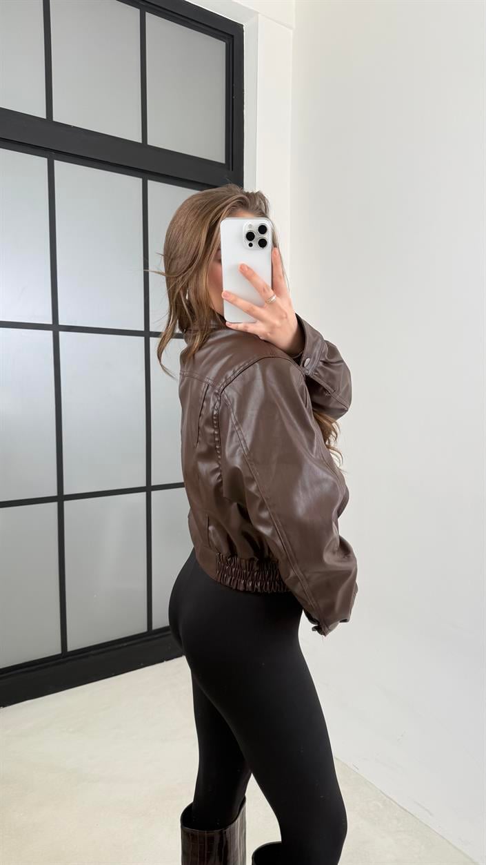 Kahve Vatkalı Astarlı Premium Deri Ceket GAUS-00607