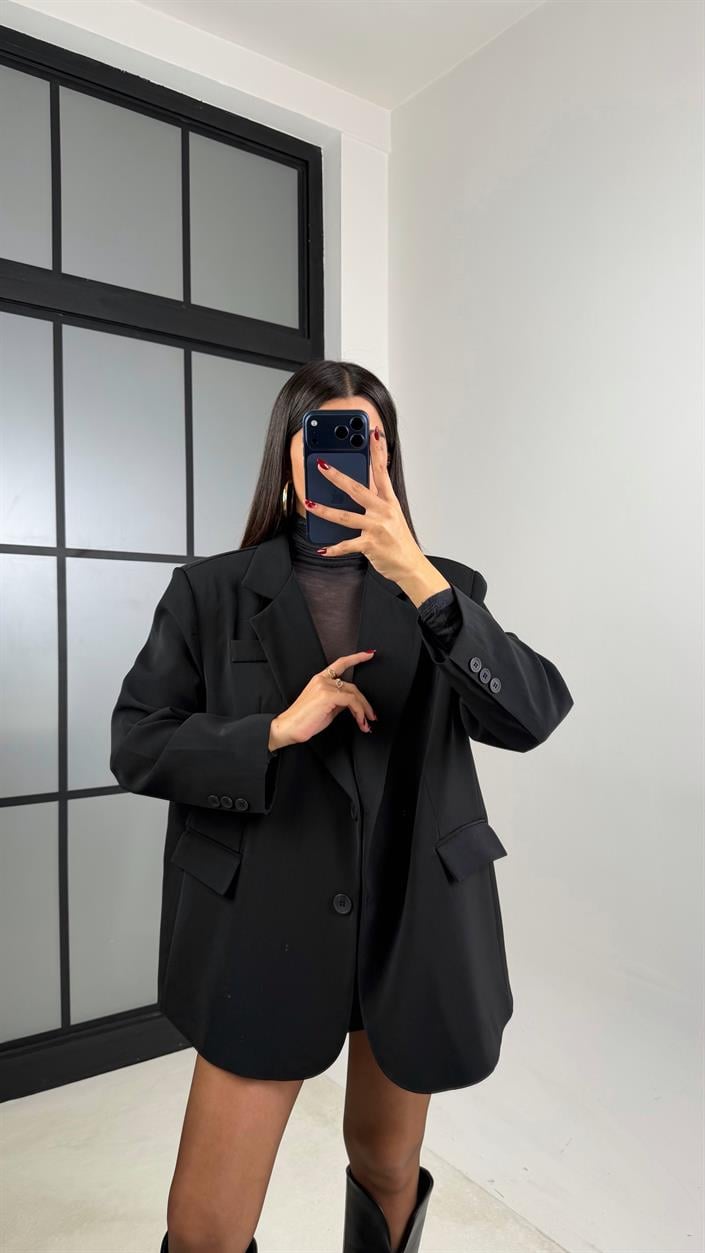 Siyah Astarlı Vatkalı Blazer Ceket GAUS-00610