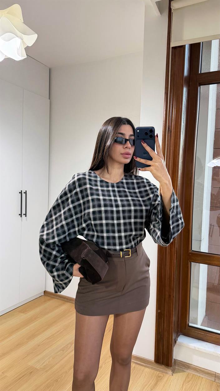 Siyah Ekoseli Muadil Bluz GAUS-00721