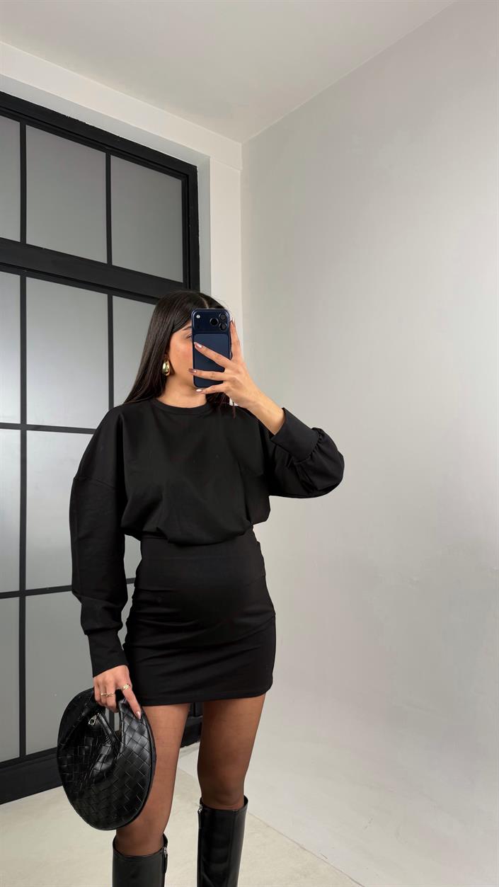 Siyah Basic İki İplik Elbise GAUS-01067