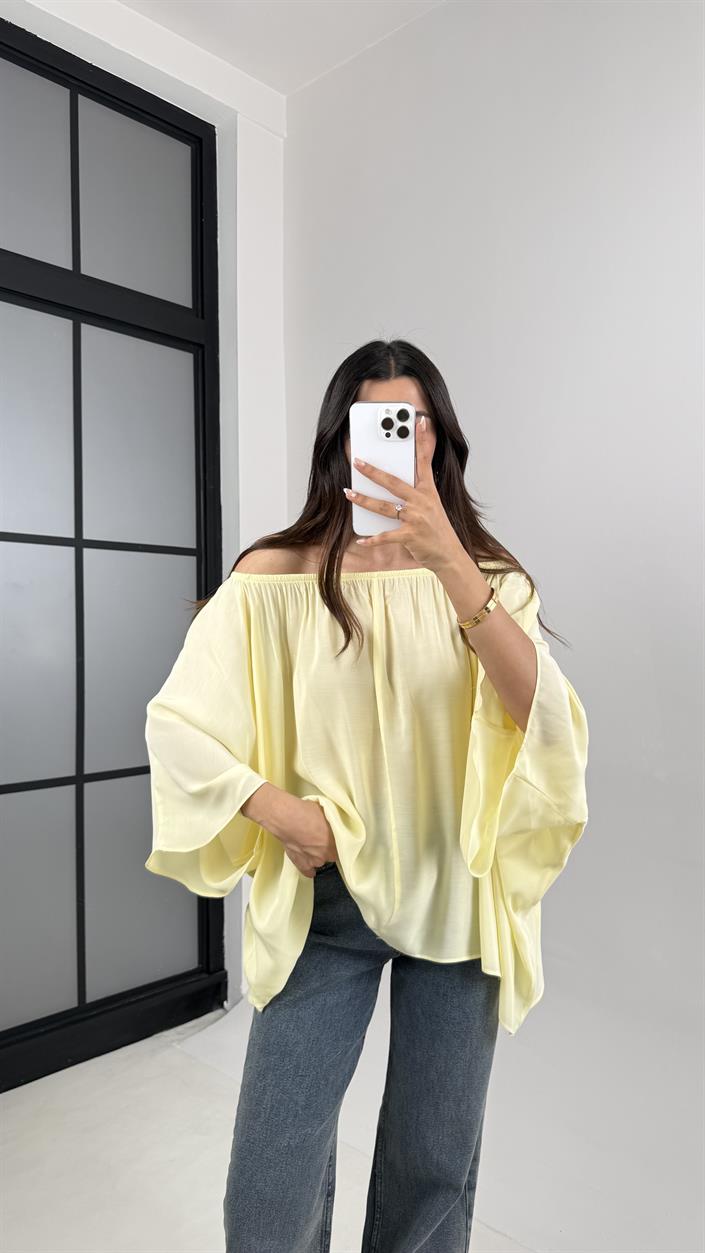 Beyaz Yarasa Kol Şifon Bluz Gaus00574