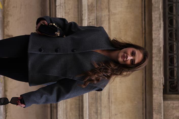 Antrasit Astarlı Kısa Kaşe Kaban GAUS-00667