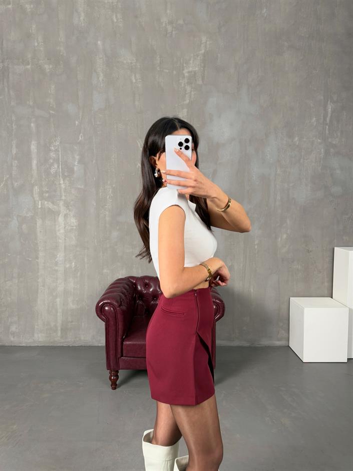 Valenti Bordo Simetrik Kesim Şort Etek