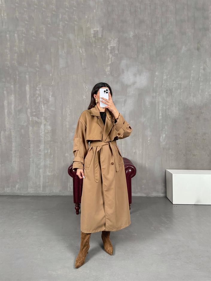 Jordi Camel Kuşaklı Trençkot