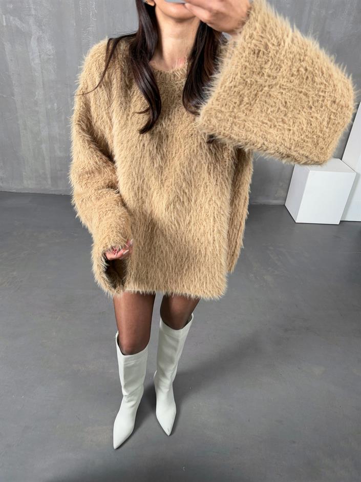Endru Camel Sakallı Peluş Kazak
