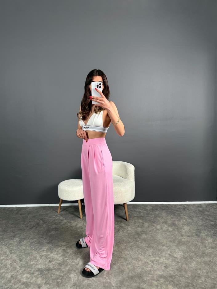Anja Pembe Pike Modal Kumaş Pantolon 