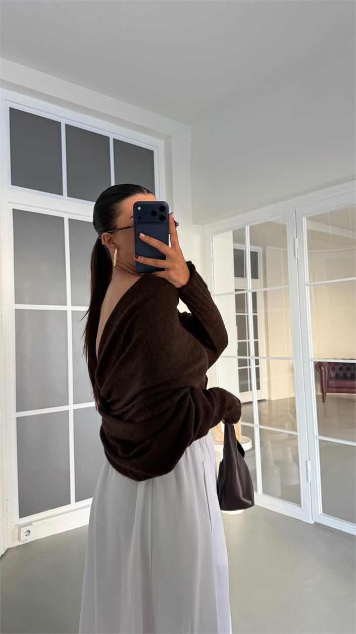 Kahve Pinterest Tasarım Hırka GAUS-02003