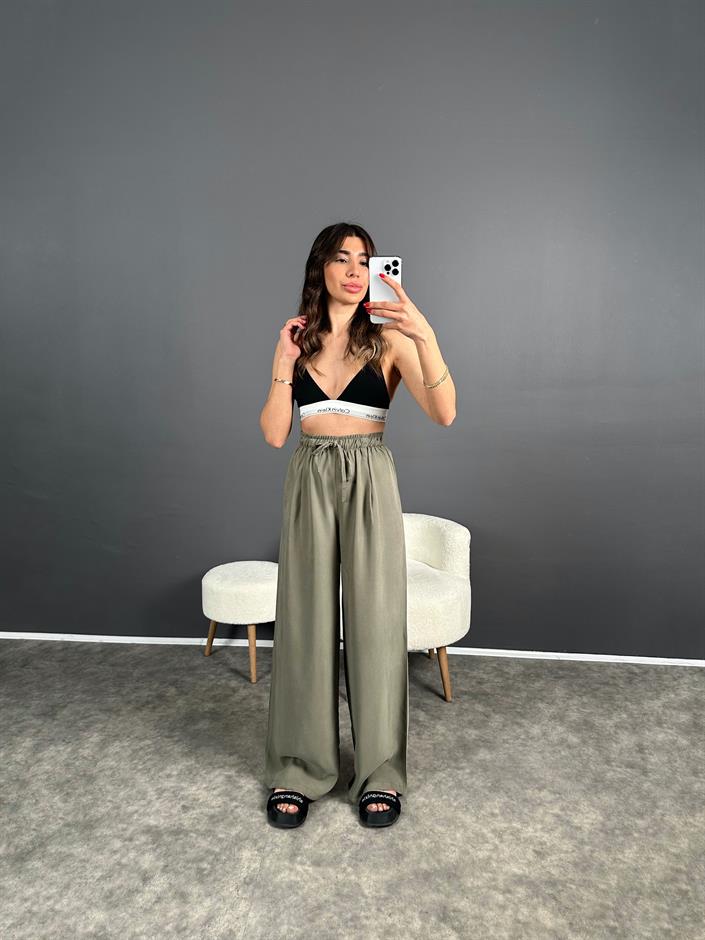 Raisa Haki Basic Beli Lastikli Pantolon
