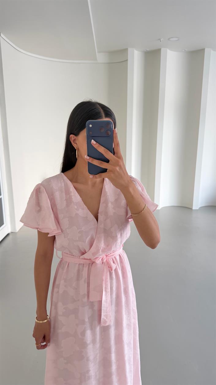 Pembe Kuşaklı Astarlı Pinterest Elbise GAUS-01657