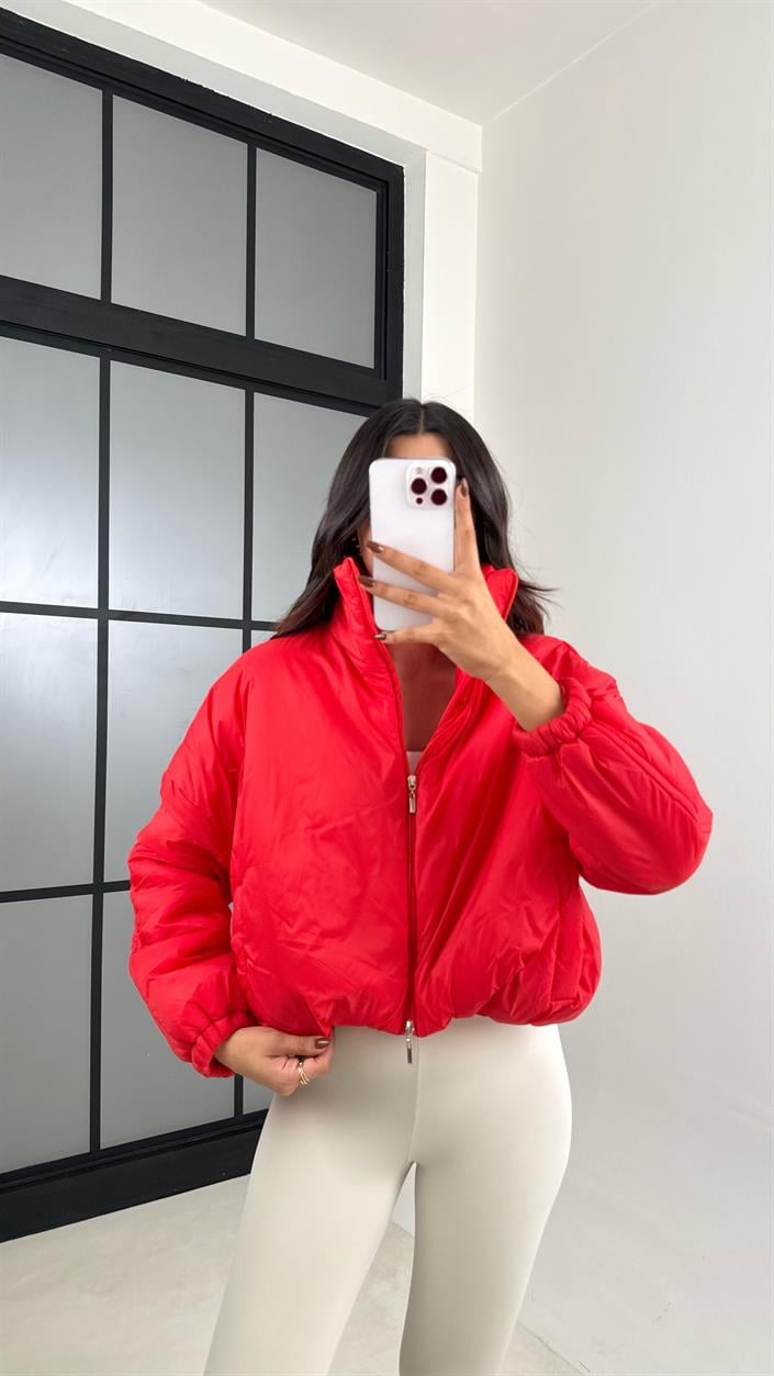 Kırmızı Kısa Şişme Mont GAUS-00137