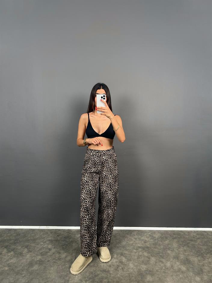 ZR Model Leopar Desenli Ceket Pantolon İkili Takım
