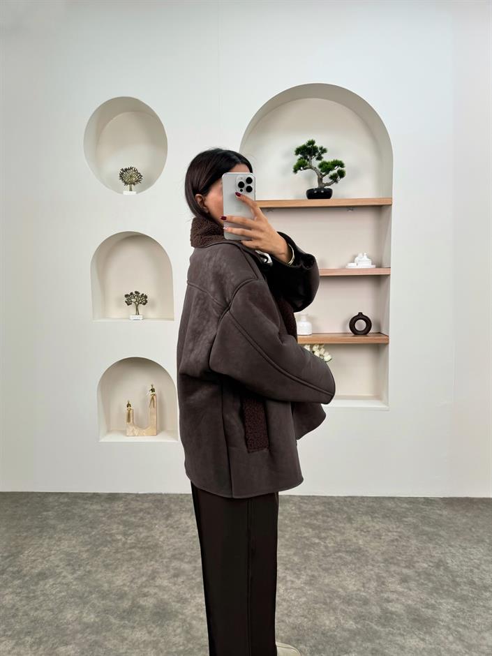 Rena Kahve ZR Model İçi Kürklü Ceket