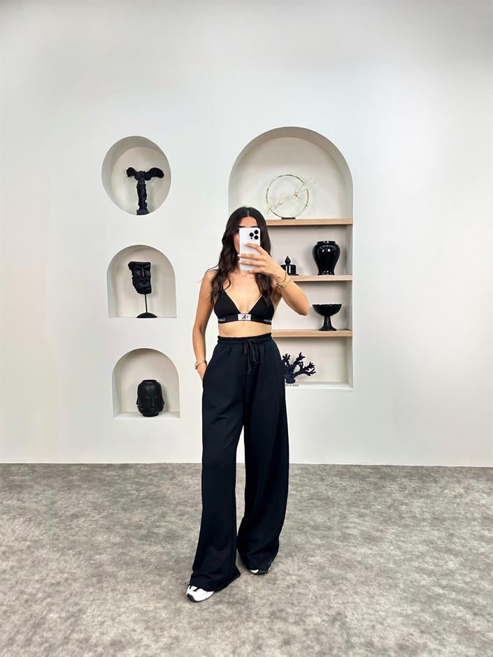 ZR Siyah Beli Lastikli Eşofman Altı