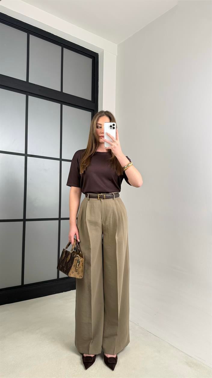 Haki Cep Detaylı Tencel Pantolon GAUS-00992