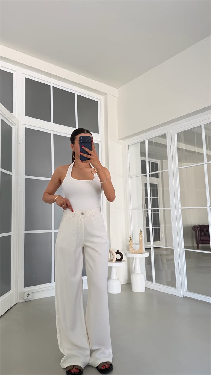 Ekru Yıkamalı Tencel Denim Pantolon GAUS-01786