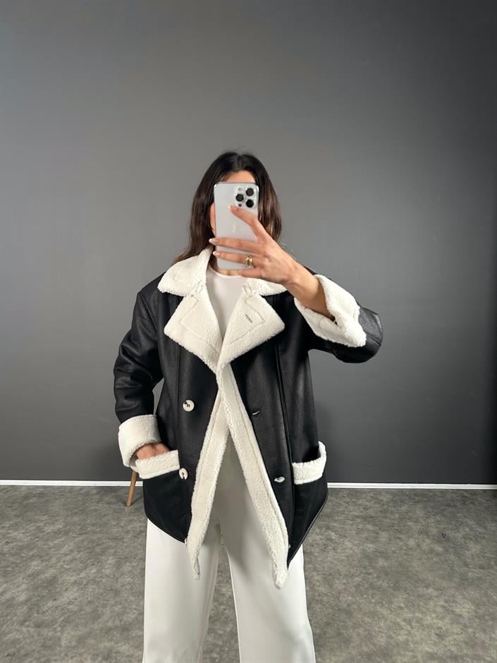 Royal Siyah İçi Kürklü Mont