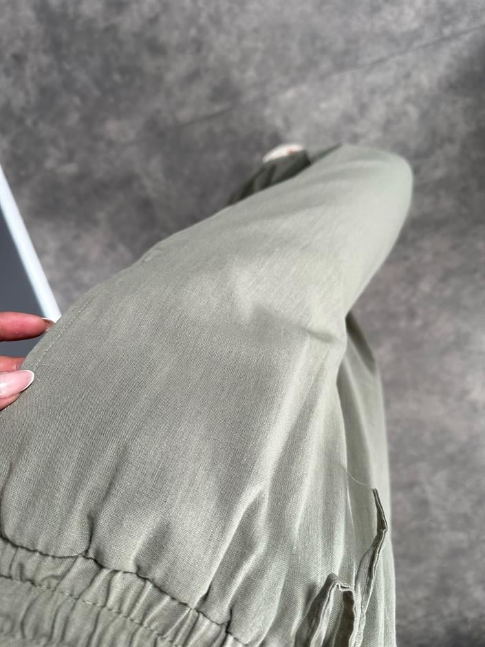 DK Haki Astarlı Keten Pantolon 