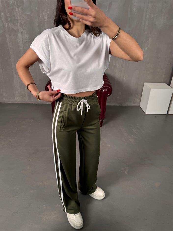 Faus Yeşil Şeritli Modal Eşofman Altı