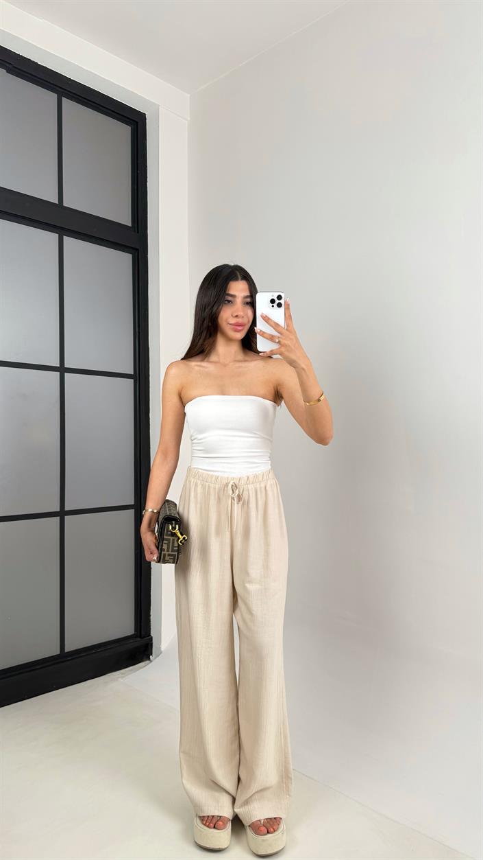Taş Beli Lastikli Çilek Kumaş Pantolon Gaus00571