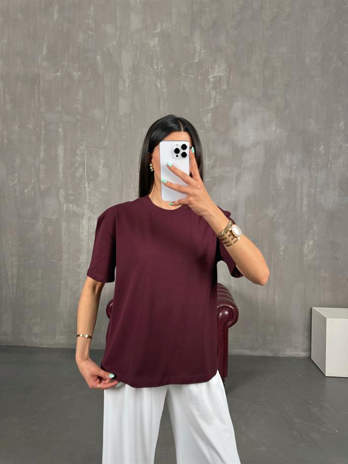 Bordo Bisiklet Yaka Tshirt Gaus00250