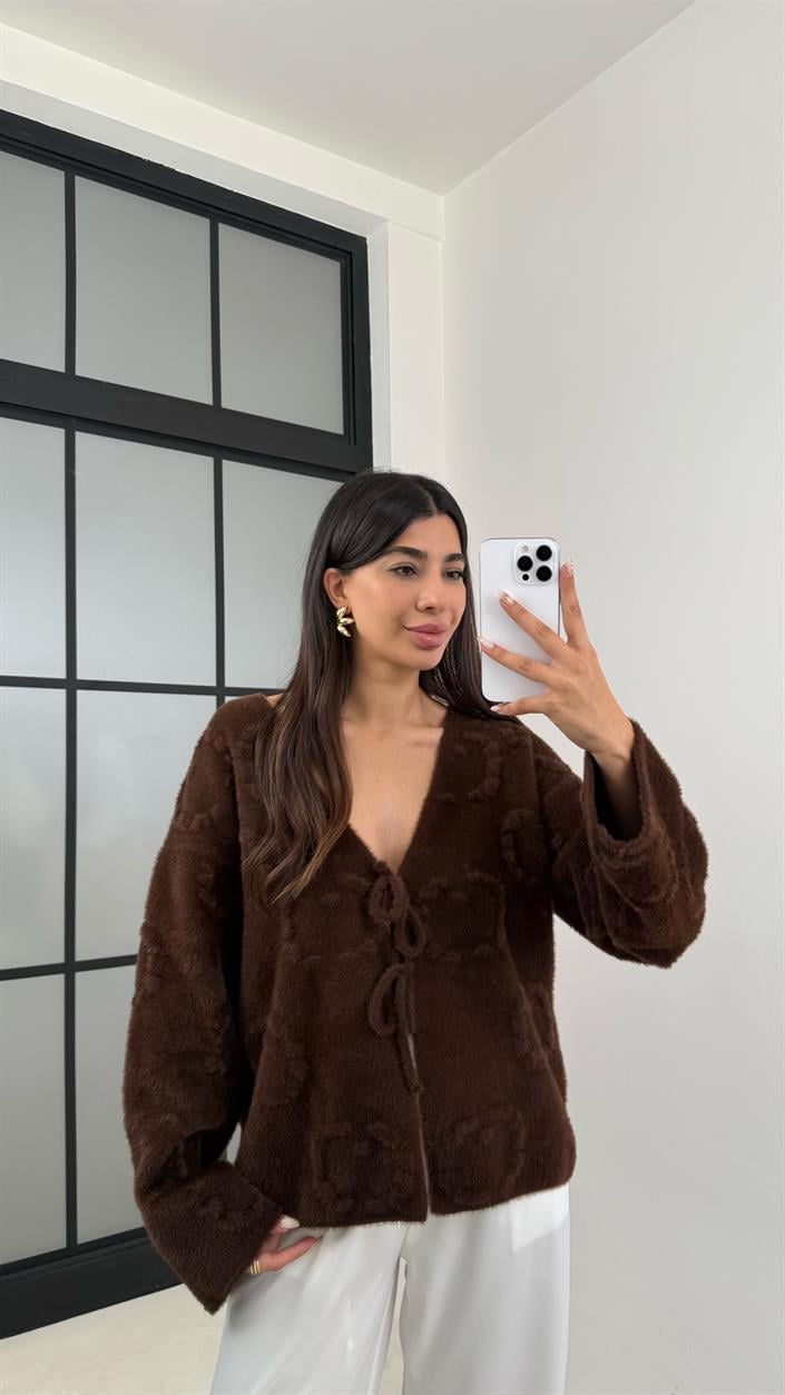 Acı Kahve Önü Bağlamalı Premium Sakallı Hırka GAUS-0092