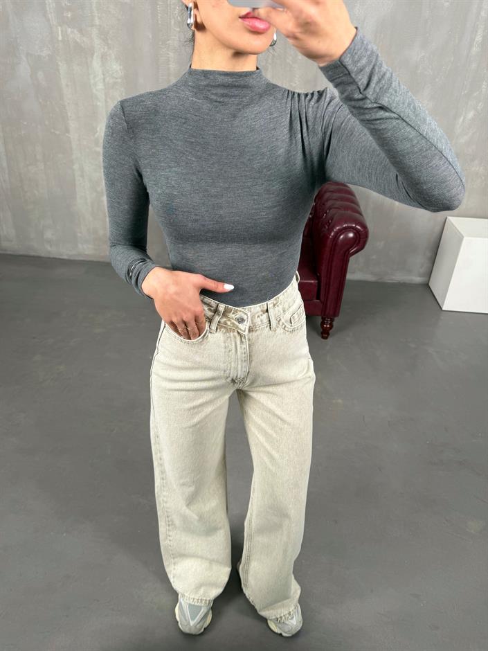 Hector Yıkamalı Bej Wide Leg Jean