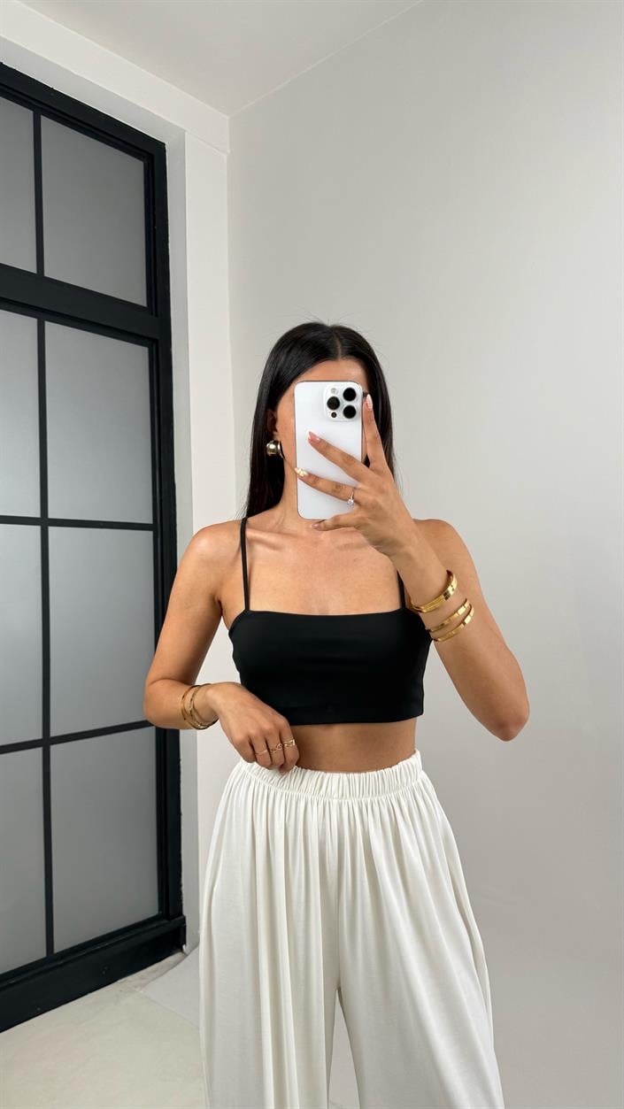 Beyaz Beli Lastikli Modal Kumaş Pantolon Gaus00668