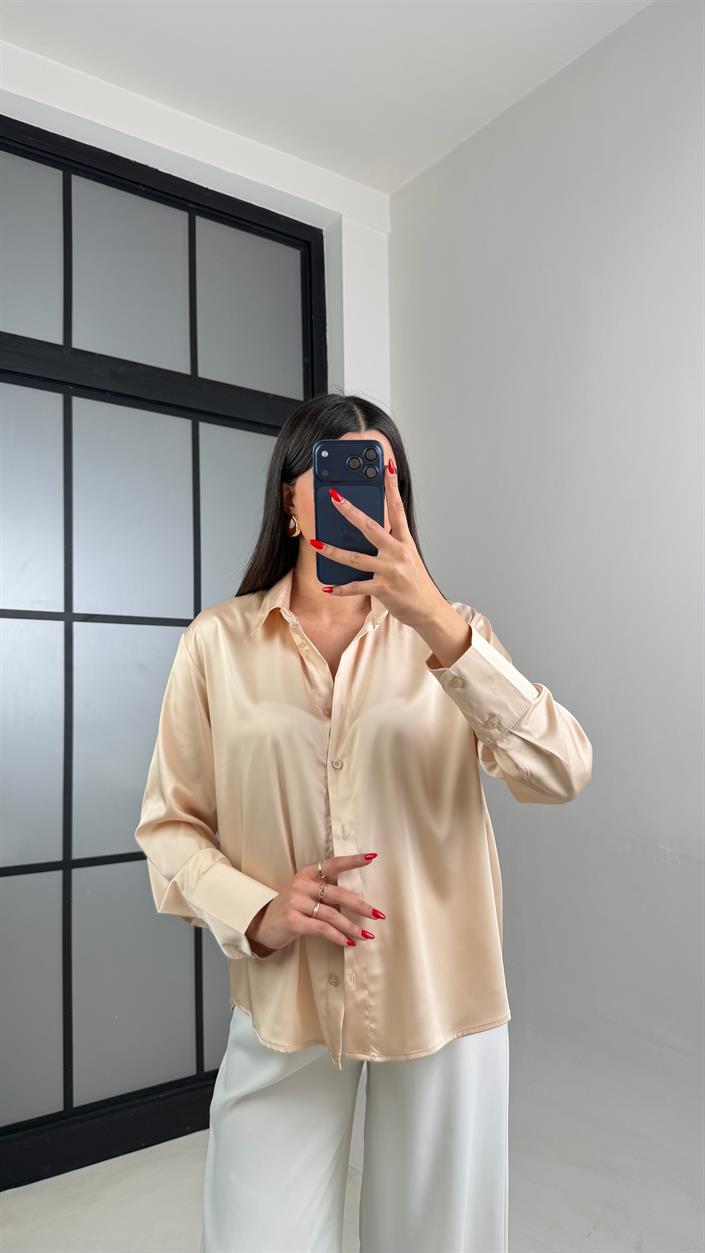 Bej Saten Gömlek GAUS-01054