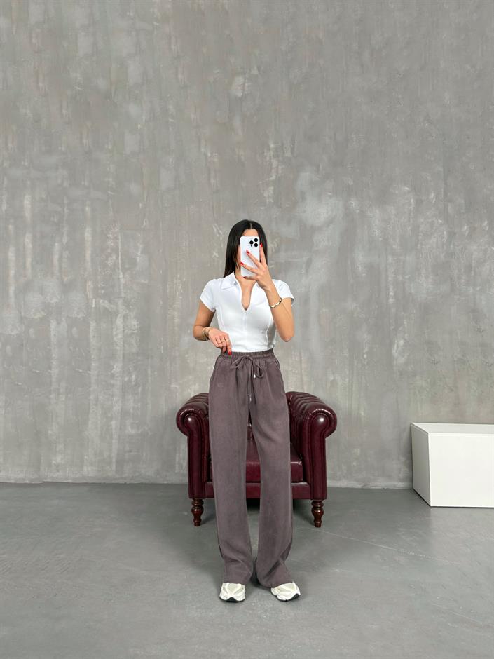 Kahve Beli Lastikli MD Muadil Tensel Pantolon Gaus00190