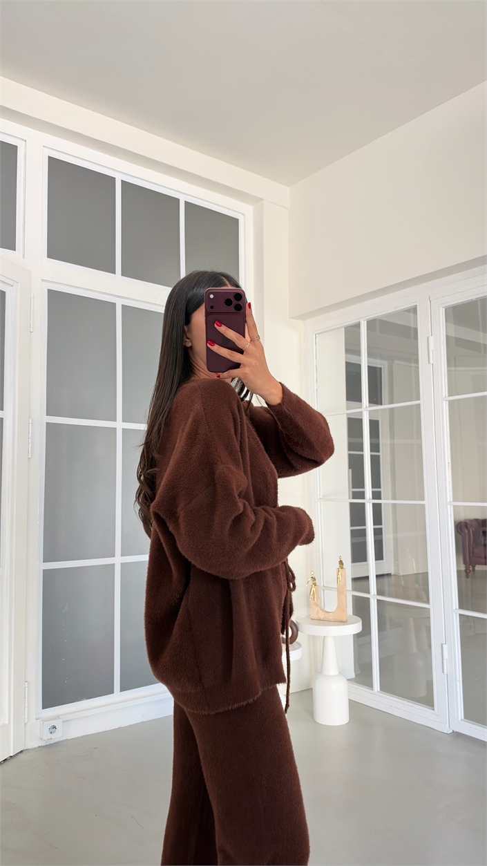 Kahve Yumuşak Dokulu Üçlü Premium Takım GAUS-02028 GAUS-02210