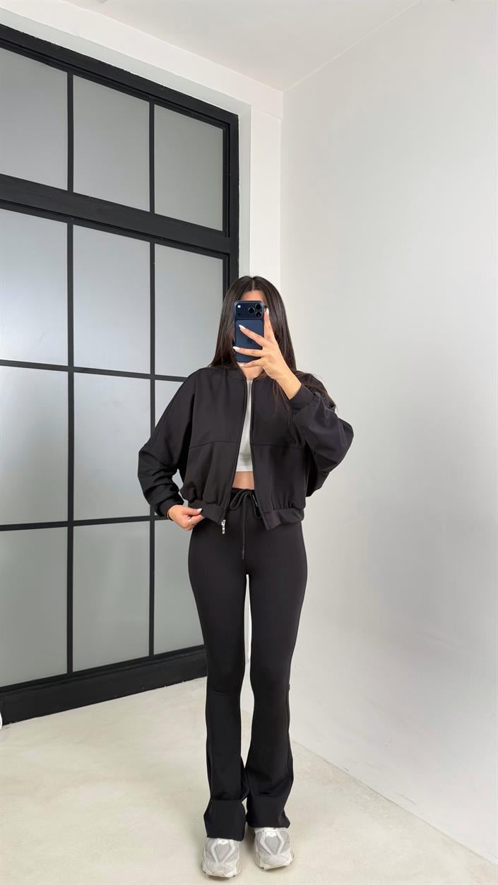 Siyah Zr Muadil Hırka Eşofman Spor Takım GAUS-00648